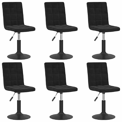 Maison Chic Lot de 6 Chaises pivotantes à manger | Fauteuil Chaise de cuisine noir velours -GKD14838