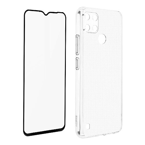 Avizar Coque Realme C21Y et C25Y Silicone Souple Film Verre Trempé 9H