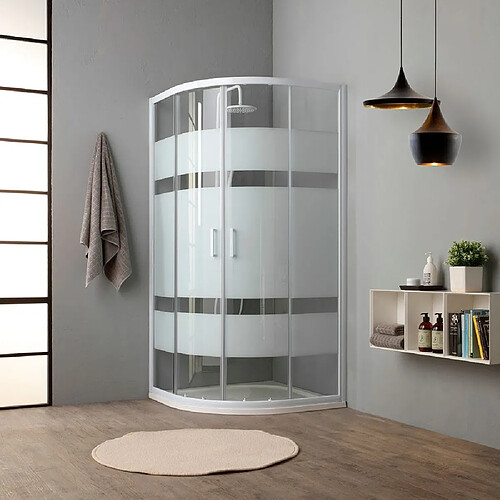 Kiamami Valentina CABINE DE DOUCHE SEMI-CIRCULAIRE 80 CM CRYSTAL SÉRIGRAPHIÉ | VENERE