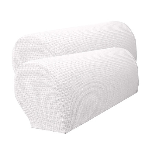 Ensemble de 2 accoudoirs de canapé en flanelle imperméable pour meubles, blanc cassé