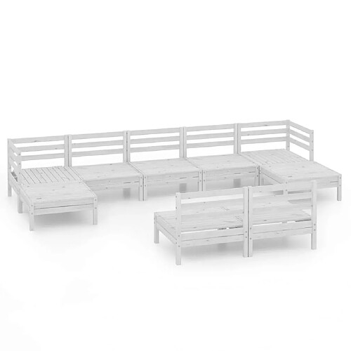 Maison Chic Salon de jardin 9 pcs - Table et chaises d'extérieur - Mobilier/Meubles de jardin Moderne Blanc Bois de pin massif -MN85460