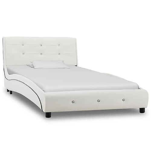 vidaXL Cadre de lit sans matelas blanc similicuir 90x200 cm