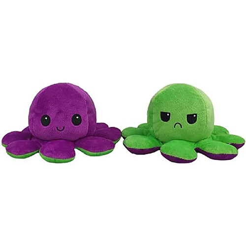 RedMiter Animal en peluche de Poulpe Réversible Doux 20cm-Violet et vert