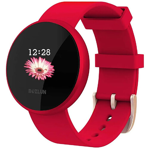 Chrono Montre Connectée Femme,Moniteur de fréquence Cardiaque avec écran Couleur, IP68 étanche Réveil Automatique écran Montre Connectée téléphone Mobile pour Hommes et Femme(Rouge)