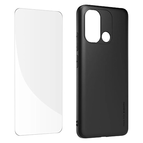 Coque semi-rigide pour Xiaomi Redmi 12C et Verre Trempé 9H Made for Xiaomi Noir