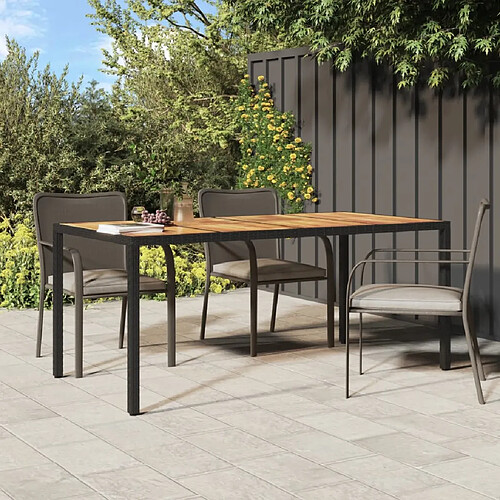 vidaXL Table de jardin 190x90x75 cm Résine tressée et bois acacia Noir