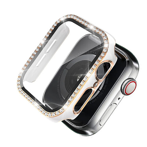 Coque en TPU Cadre en cristal de galvanoplastie Blanc/Or pour votre Apple Watch 4/5/6/SE 40mm