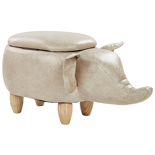 Beliani Repose-pied ELEPHANT Taupe Cuir PU