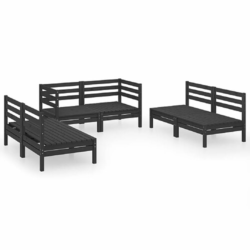 Maison Chic Salon de jardin 6 pcs - Table et chaises d'extérieur - Mobilier/Meubles de jardin Moderne Noir Bois de pin massif -MN16406