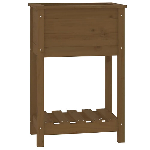 Maison Chic Jardinière,Bac à fleurs - pot de fleur avec étagère Marron miel 54x34,5x81 cm Bois de pin -GKD80127