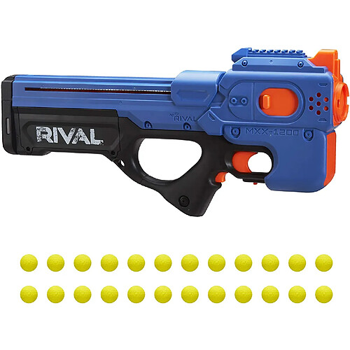 Nerf pistolet rival Charger MXX-1200 Bleu et Billes en Mousse Rival Officielles bleu noir