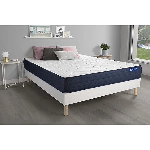 ACTISOM Ensemble matelas ACTIMEMO LIFE 140x200 Mémoire de forme 5zones de confort + sommier KIT blanc