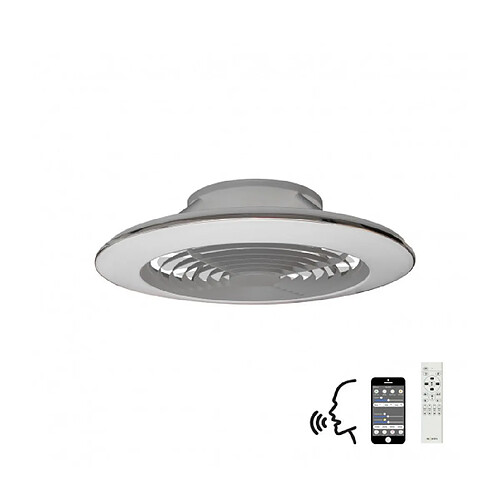 Luminaire Center Plafonnier ventilateur Alisio Argent, blanc 1 ampoule 19,5cm