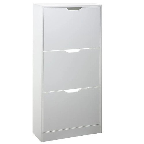 Pegane Commode meuble à chaussures coloris blanc - L.60 x P.24 x H.118 cm