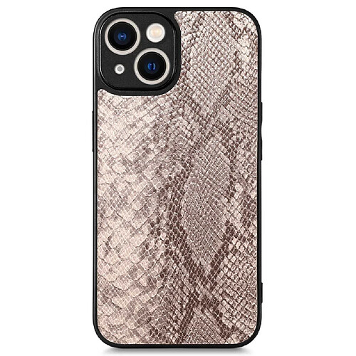 Coque en TPU + PU antichoc, découpe précise, texture serpent pour votre iPhone 14 - gris