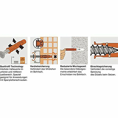 Unbekannt MUNGO mQ chevilles quattro lot de 10 chevilles nylon 14 x 70 mm, orange, 1050140