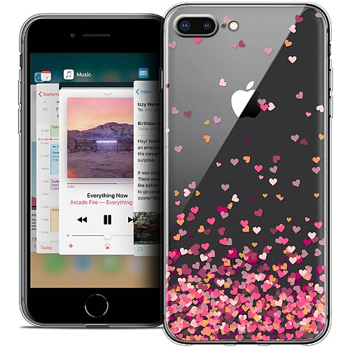 Caseink Coque Housse Etui Apple iPhone 8 Plus (5.5 ) [Crystal Gel HD Collection Sweetie Design Heart Flakes - Souple - Ultra Fin - Imprimé en France]