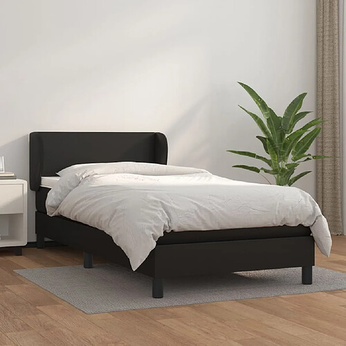 Maison Chic Lit Adulte - Lit simple Lit à sommier tapissier avec matelas moelleux - Meuble de Chambre - Noir 100x200 cm Similicuir -MN85019