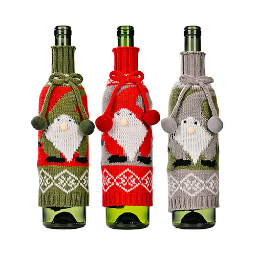 C54 3pcs Noël tricoté gnome vin de vin de vin rouge de bouteille de vin rouge table de décoration de vacances pour décoration de Noël