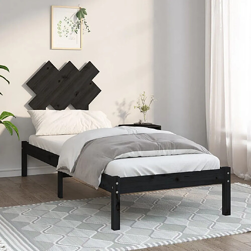 vidaXL Cadre de lit sans matelas noir 75x190 cm bois massif