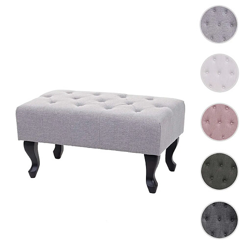 Mendler Ottomane Chesterfield, tabouret, repose-pieds, tissu hydrofuge 39x77x47cm ~ gris