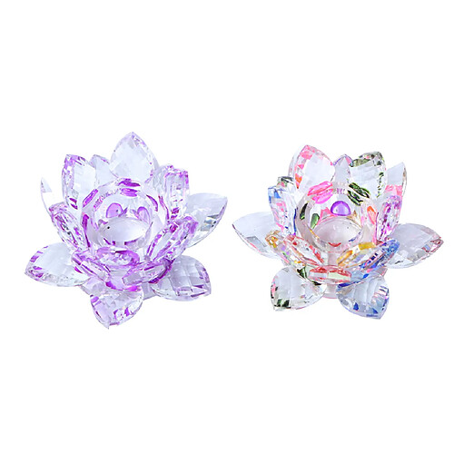 2Pcs Porte-bougie En Verre Bougeoir Candle Holder Motif Lotus Accessoire Candlestick