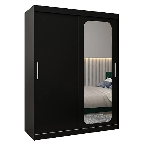 Abiks Meble Armoire PROMO T2 À Portes Coulissantes 200/150/62 2 Portes (Noir/Noir)