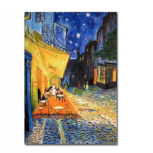 EPIKASA Impression sur Toile Van Gogh Terrasse du Café le Soir, Bleu, Polyester, 50x3x70 cm