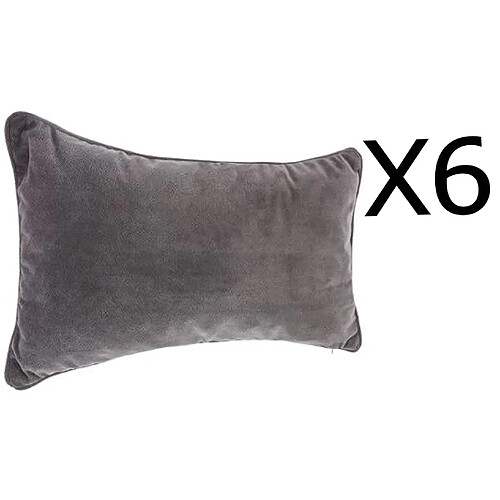 Lot de 6 coussins rectangulaires 100% polyester coloris gris foncé - Dim : L.50 x l.30 cm -PEGANE