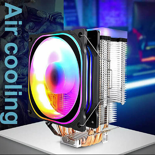 CPU Refroidisseur D'air, 120mm PWM 12V 4 PIN Fan et RGB Ventilateur de Refroidissement Radiateur pour Intel / AMD Cpu