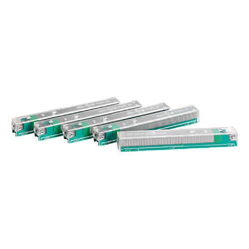 Agrafes Leitz à cartouche coloris vert - capacité 55 feuilles - lot de 5 recharges de 210