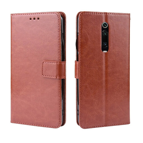 Wewoo Housse Coque en cuir à rabat horizontal Retro Crazy Horse Texture pour Xiaomi Redmi K20 / K20 Proavec porte-carte et fentes cartes et cadre photo Marron