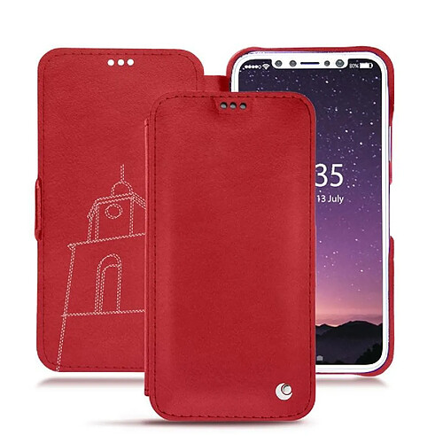 Housse cuir Apple iPhone Xs - Rabat horizontal - Rouge troupelenc ( Pantone #AB191A ) - NOREVE