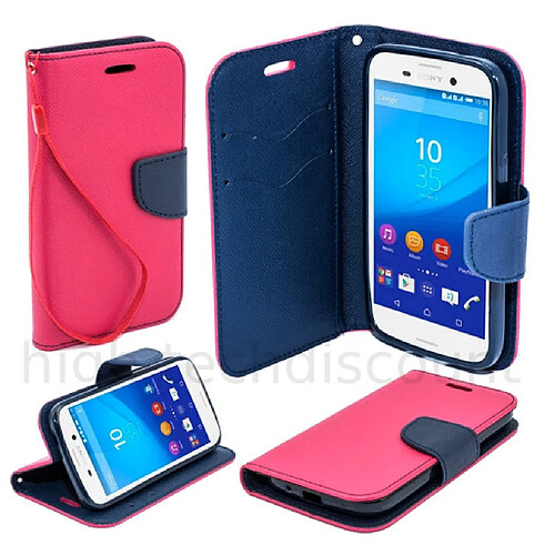 Htdmobiles Housse etui portefeuille pour Sony Xperia Z5 + film ecran - ROSE / BLEU