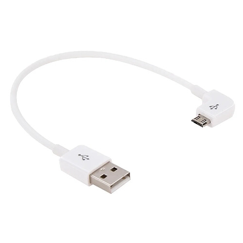 Wewoo Câble blanc pour Samsung Galaxy S6 / S5 / SIV / SIII, Tab / Tab 2 / Tab 3 / Tab 4, Note 5 / Note 4 / Note 10.1, HTC, Nokia, Sony, Longueur: 20cm Elbow Micro USB vers USB 2.0 Données / Chargeur