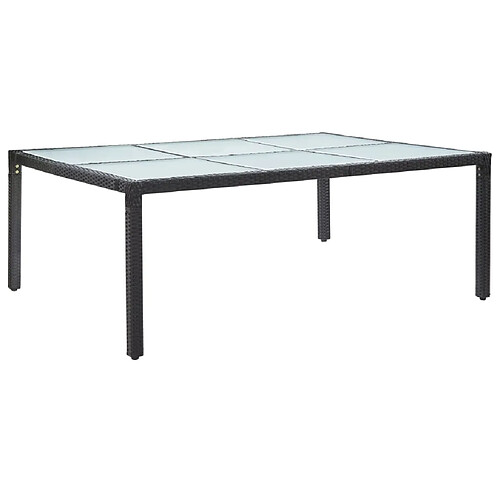 vidaXL Table à dîner d'extérieur Noir 200x150x74 cm Résine tressée