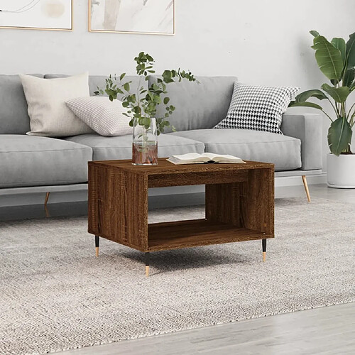 Maison Chic Table basse,Table Console Table d'appoint, Table pour salon chêne marron 60x50x40 cm bois d'ingénierie -MN39862