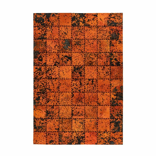 Paris Prix Tapis Patchwork en Cuir Fait Main Voila Orange 120 x 170 cm