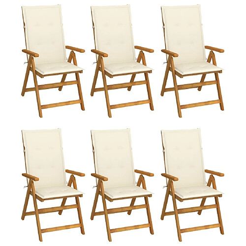 vidaXL Chaises pliables de jardin lot de 6 avec coussins Bois d'acacia