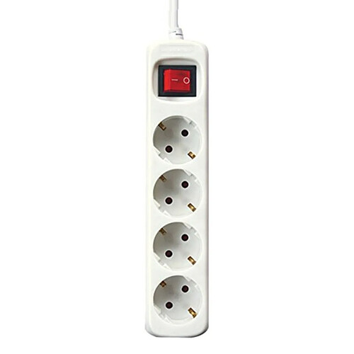 Rallonge 4 prises Schuko avec interrupteur Silver Electronics Blanc