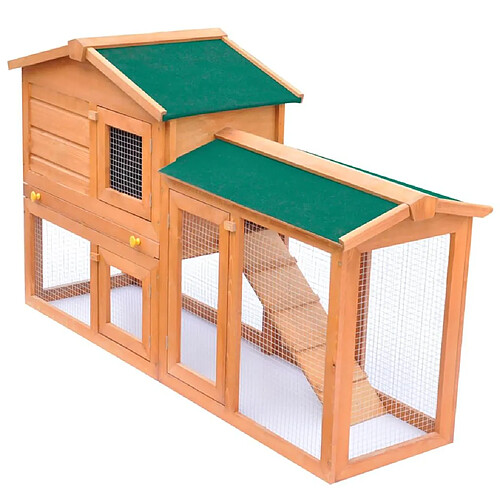 Helloshop26 Clapier large d'extérieur 140 x 46 x 85 cm pour petits animaux de compagnie bois 02_0000622