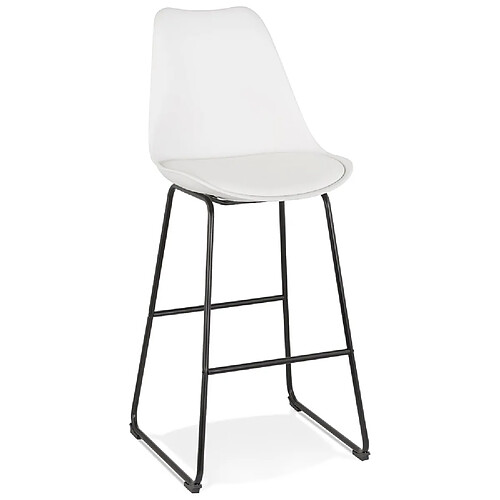 Alterego Tabouret de bar 'CHOKO' blanc et pieds en métal noir