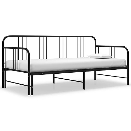 vidaXL Cadre de canapé-lit extensible sans matelas Noir Métal 90x200cm