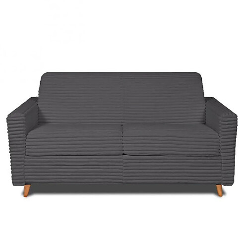 Inside 75 Canapé VIRGOLA convertible express matelas 16 cm sommier métal 160 cm velours ambience anthracite