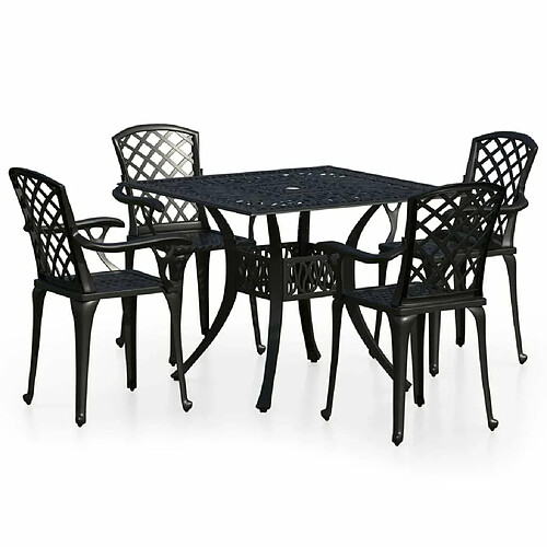 Maison Chic Table de bistro et chaises d'extérieur 5 pcs,Ensemble de bistro de jardin pour relax Aluminium coulé Noir -GKD248596