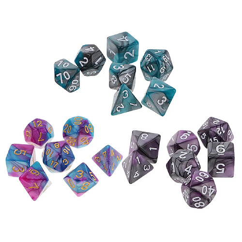 21pcs / Set Double-couleur Jeux de Dés Polyédrique en Acrylique pour Donjons et Dragons / MTG/ RPG/ Jeu de Rôle