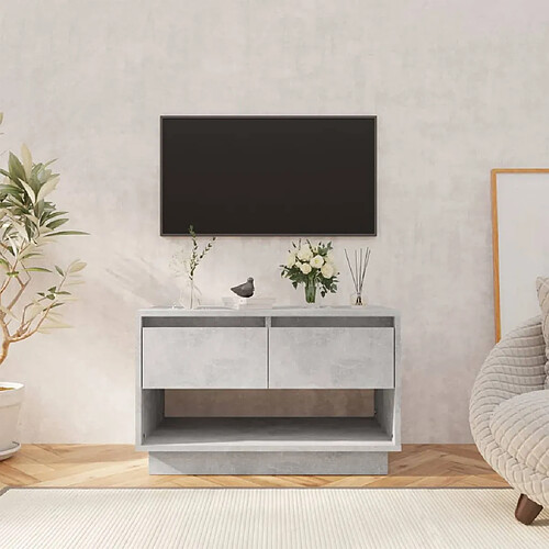 vidaXL Meuble TV gris béton 70x41x44 cm bois d'ingénierie