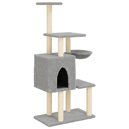 Helloshop26 Arbre à chat meuble tour grimper jouet grattage grattoir escalade plateforme avec griffoirs en sisal clair 131 cm gris 02_0022560