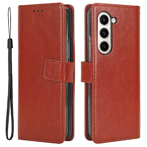 Htdmobiles Housse pour Samsung Galaxy Z Fold 5 5G - etui coque pochette portefeuille - MARRON