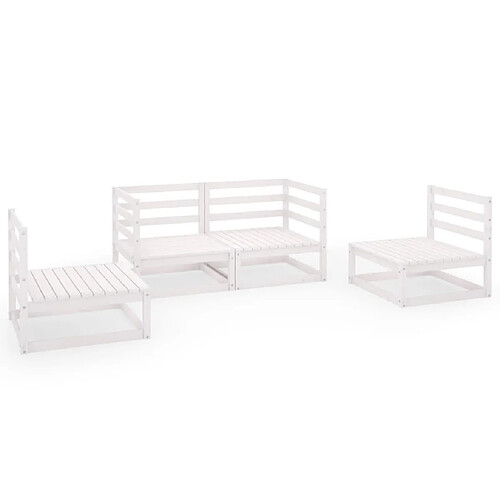 Maison Chic Salon de jardin 4 pcs - Table et chaises d'extérieur - Mobilier/Meubles de jardin Moderne Blanc Bois de pin massif -MN34252